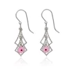 Silver Forest Earrings Diamond Cascade With Pink Flower Drop