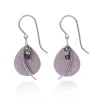 Silver Forest Earrings Curvy Silver On Purple Oval With Purple Bead Drop