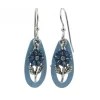 Silver Forest Blue Oval And Flower Drop Earrings
