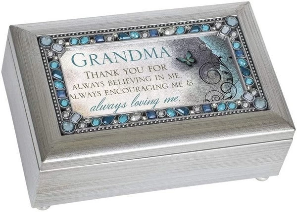 Grandma Thank You Jeweled Silver Finish Jewelry Music Box Plays Tune Edelweiss 1 Grandma Thank You Jeweled Silver Finish Jewelry Music Box Plays Tune Edelweiss