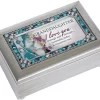 Granddaughter I Love You Brushed Silver Tone Jewelry Petite Music Box Plays You Are My Sunshine