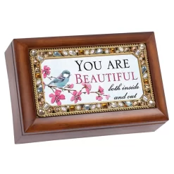 You Are Beautiful Both Inside And Out Jeweled Music Jewelry Keepsake Box