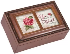 You Mean The World To Me Woodgrain Rope Petite Music Box Plays That's What Friends Are For