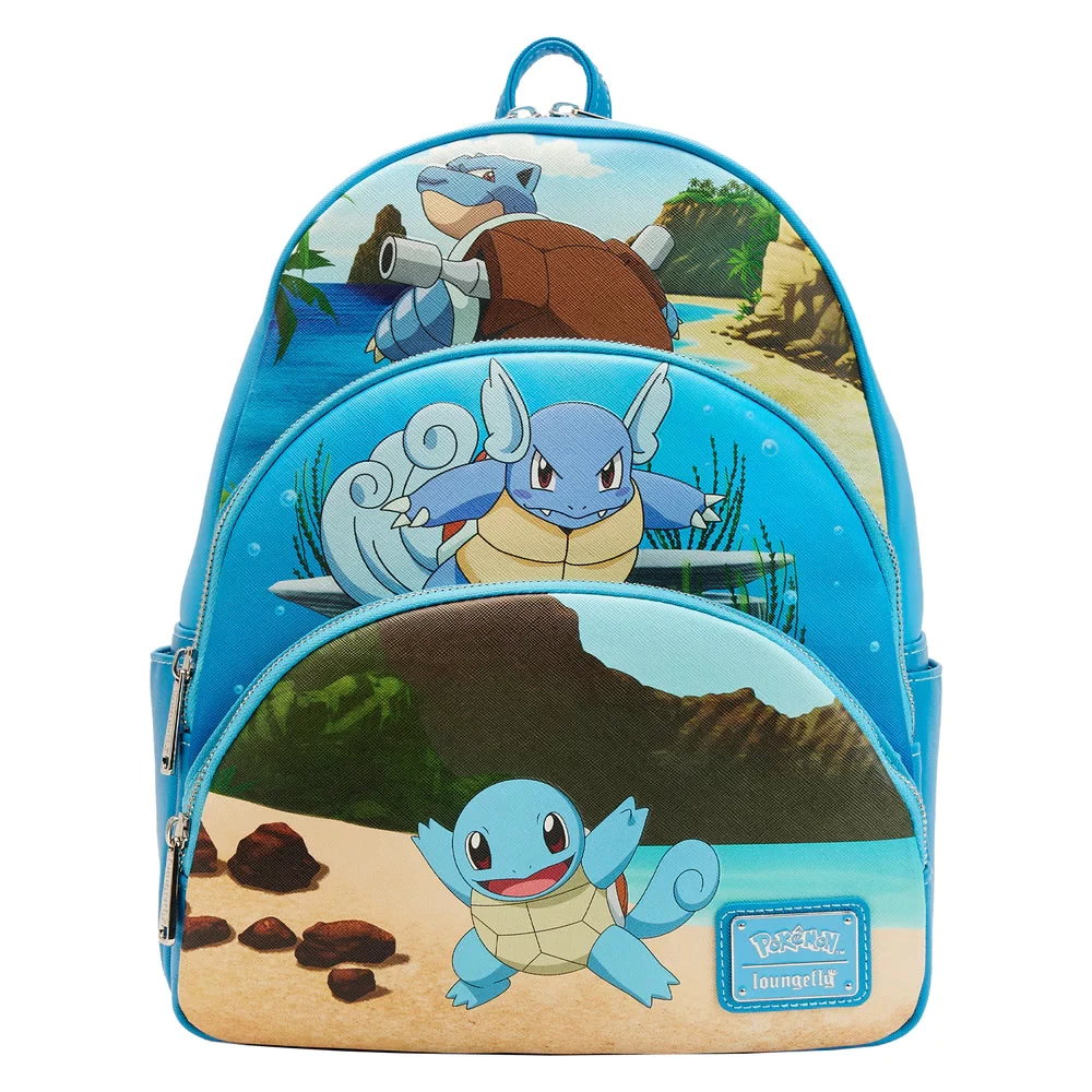 Loungefly Pokemon Squirtle Evolution Triple Pocket Backpack 1 Loungefly Pokemon Squirtle Evolution Triple Pocket Backpack