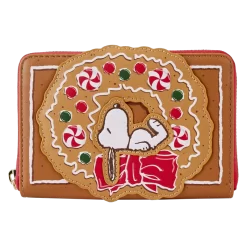 Loungefly Peanuts Snoopy Gingerbread Wreath Scented Zip Around Wallet