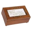Treasured Memories Love Feather Wood Finish Petite Rose Jewelry Music Box Plays Amazing Grace