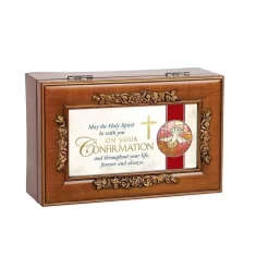 Confirmation With You Woodgrain Petite Rose Keepsake Music Box Plays On Eagle's Wings