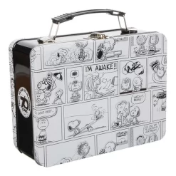Snoopy And The Peanuts Gang Black And White Comic Strip Tin Tote