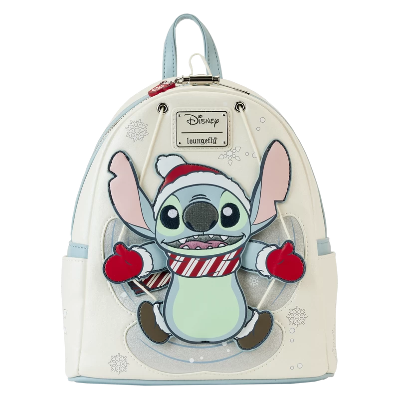 Loungefly Stitch Holiday Snow Angel Glitter Mini Backpack 1 Loungefly Stitch Holiday Snow Angel Glitter Mini Backpack