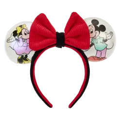 LOUNGEFLY Disney100 Mickey & Friends Classic All-Over Print Iridescent Mini Backpack With Ear Headband -Fashion Accessories Shop WDBKS0023 LFDISNEYD100AOPEARHOLDERMINIBACKPACK0057HEADBAND