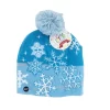 Flashing Holiday Knitted Beanie Hat Blue With White Snowflakes