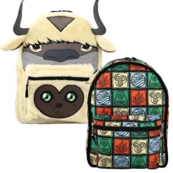 Avatar The Last Airbender Appa & Momo Reversible 3D Laptop Backpack With Faux Fur