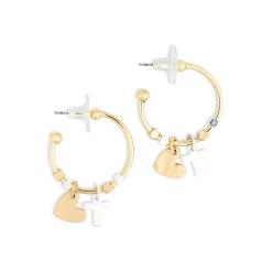 Giving Earrings - Heart And Cross