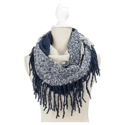 Fringe Benefits Colorblocked Infinity Scarf -Fashion Accessories Shop blue