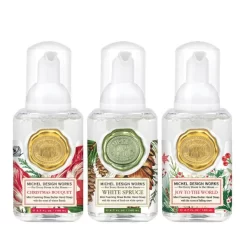 Michel Design Works Mini Foaming Hand Soap Set: Christmas Bouquet, White Spruce, Joy To The World