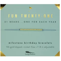 Lucky Feather Gold Bracelet Twenty-One Milestone Birthday
