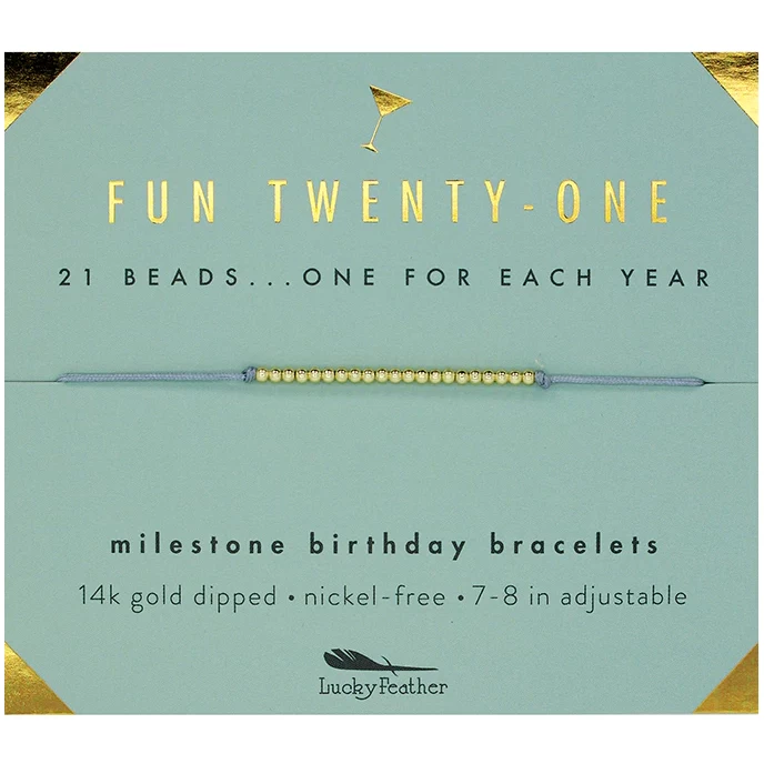 Lucky Feather Gold Bracelet Twenty-One Milestone Birthday 1 Lucky Feather Gold Bracelet Twenty-One Milestone Birthday