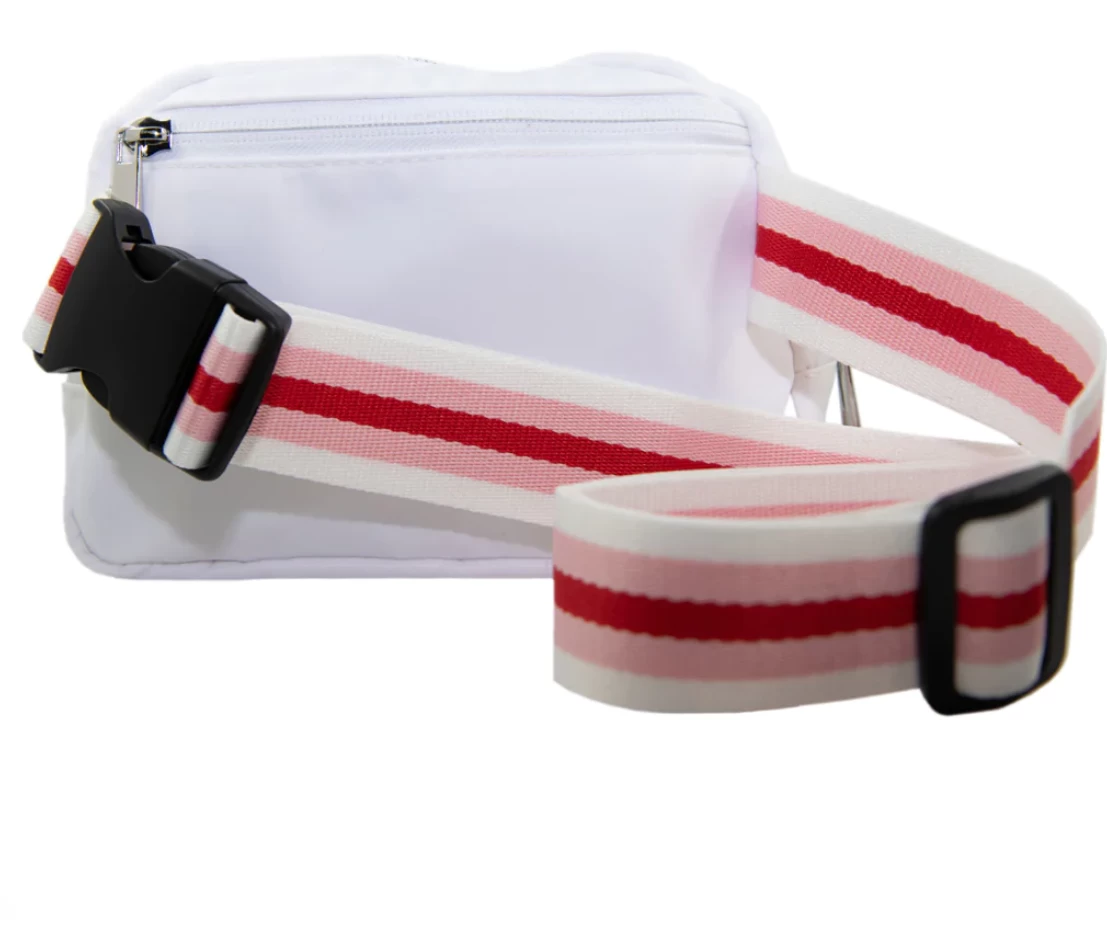 White Katydid Fanny Pack Belt Bag With Striped Strap 2 White Katydid Fanny Pack Belt Bag With Striped Strap - Image 2